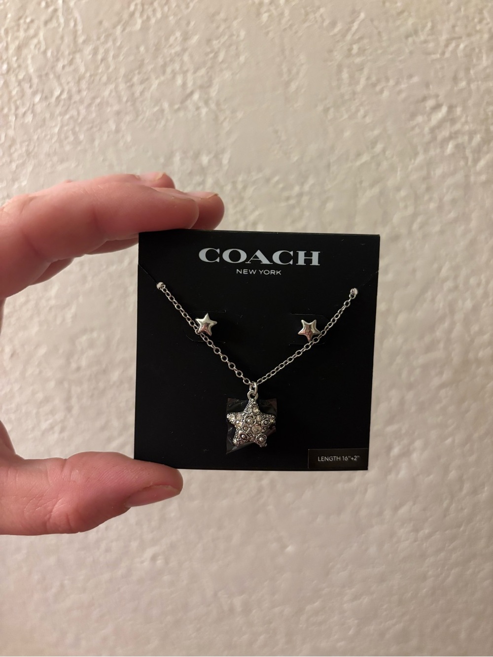 Coach Silver Star Necklace & Earrings Set - NWT